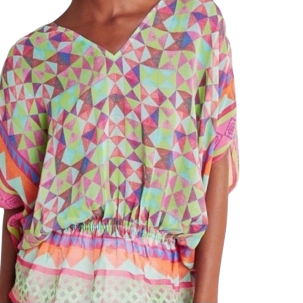 Anthropologie Tanvi Kedia ‘Nita’ Tunic Multicolor Geometrical Print SZ S